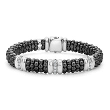 Load image into Gallery viewer, Black Three Station Ceramic Diamond Bracelet | 9mm
