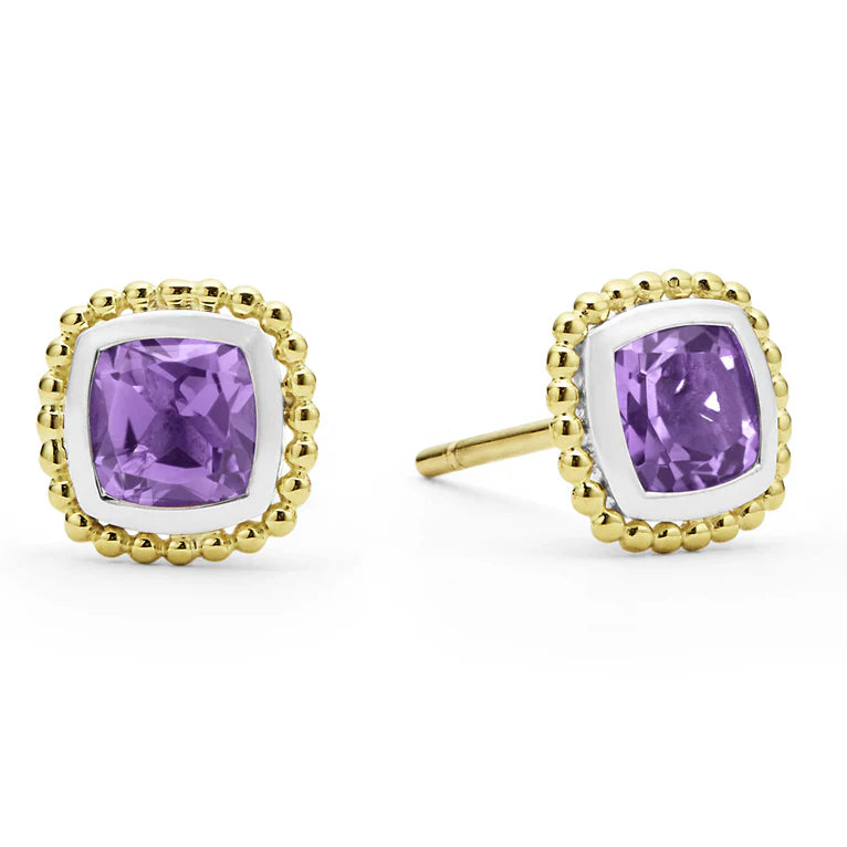 Two-Tone Amethyst Stud Earrings