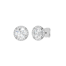 Load image into Gallery viewer, 14K WG Petite Halo Round Stud Earring
