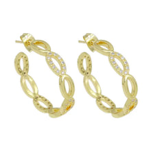 Load image into Gallery viewer, Clear Heart Oval Link Hoop Earrings
