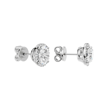 Load image into Gallery viewer, 14K WG Petite Halo Round Stud Earring
