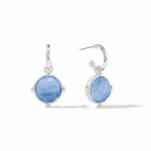Load image into Gallery viewer, Honeybee Iridescent Chalcedony Blue Hoop &amp; Charm Earring

