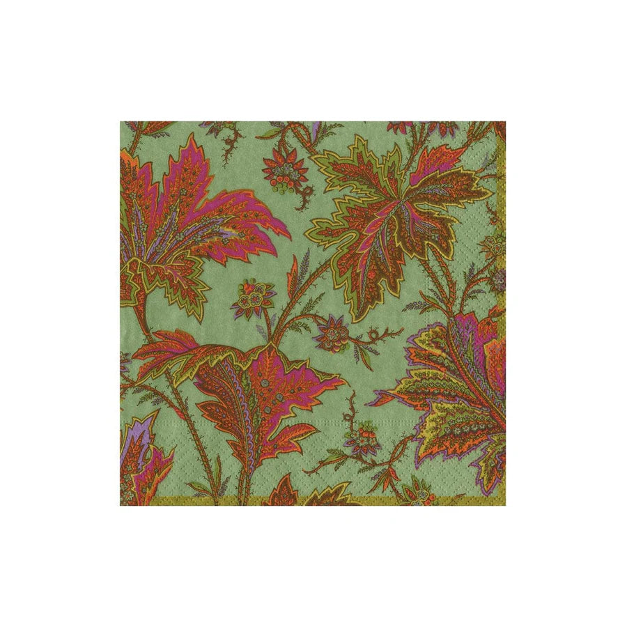 Paisley Leaves Sage Green Cocktail Napkins