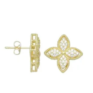 Gold CZ Flower Studs