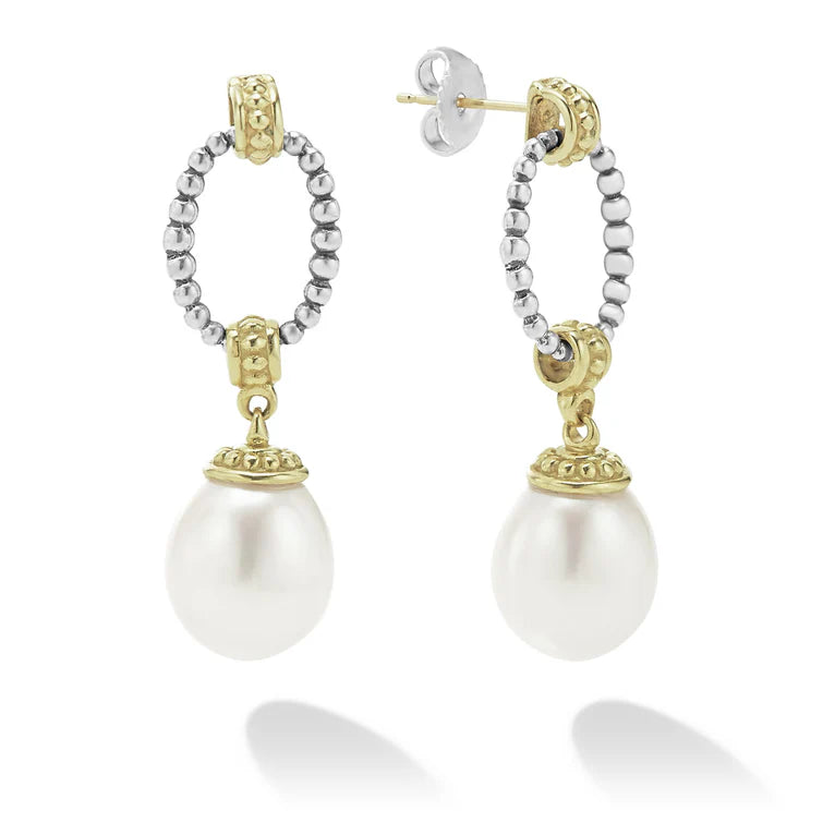 SS/18K Luna Pearl Cav Oval Drop