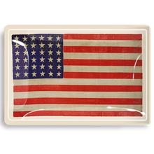 Load image into Gallery viewer, Star Spangled Banner American Flag Glass Decoupage Tray
