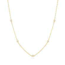 Load image into Gallery viewer, Bezel-Set Lab-Created Diamond Station Necklace in 14K Yellow Gold-Plated Sterling Silver
