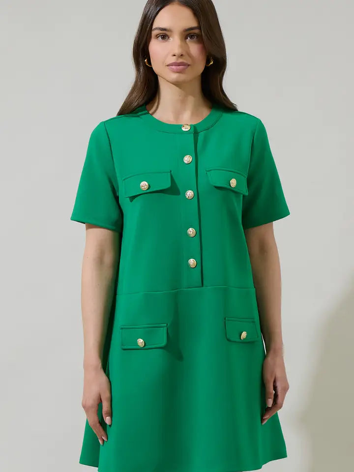 Miliana Button Shift Mini Dress