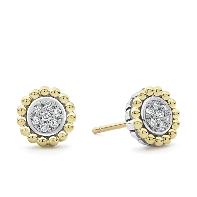 Two-Tone Caviar Diamond Stud Earrings
