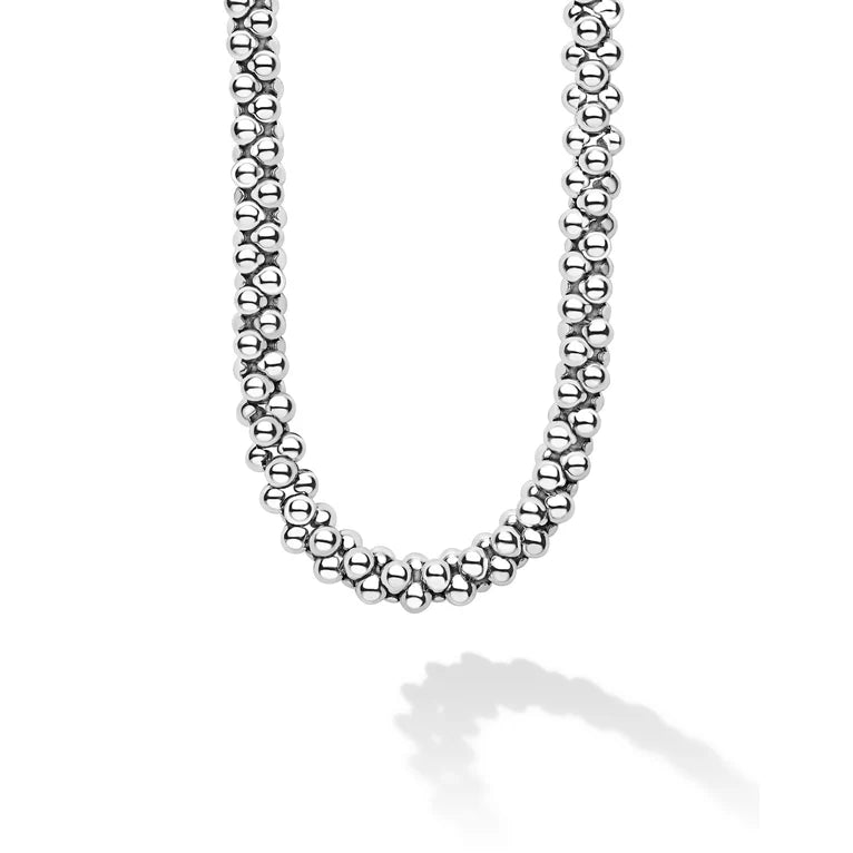 Caviar Bubbly  Silver Beaded Necklace