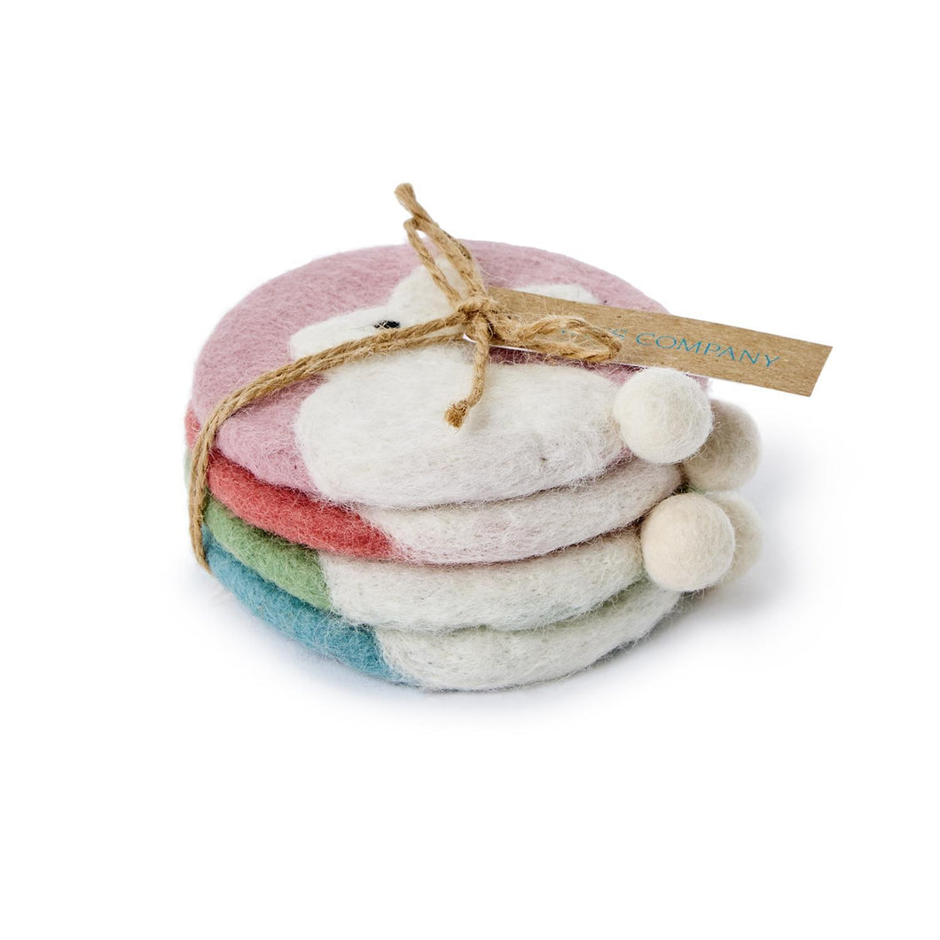 Bunny w/ Pom Pom Tail Coasters Set of 4