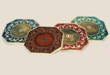 Load image into Gallery viewer, Brown/Topaz Jeweled Octagon Coaster
