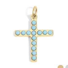 Load image into Gallery viewer, Turquoise Stone Cross Charm

