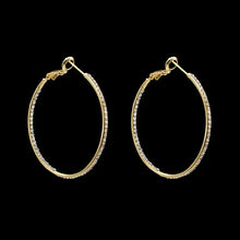 Load image into Gallery viewer, Gold Pave Hoop Earrings

