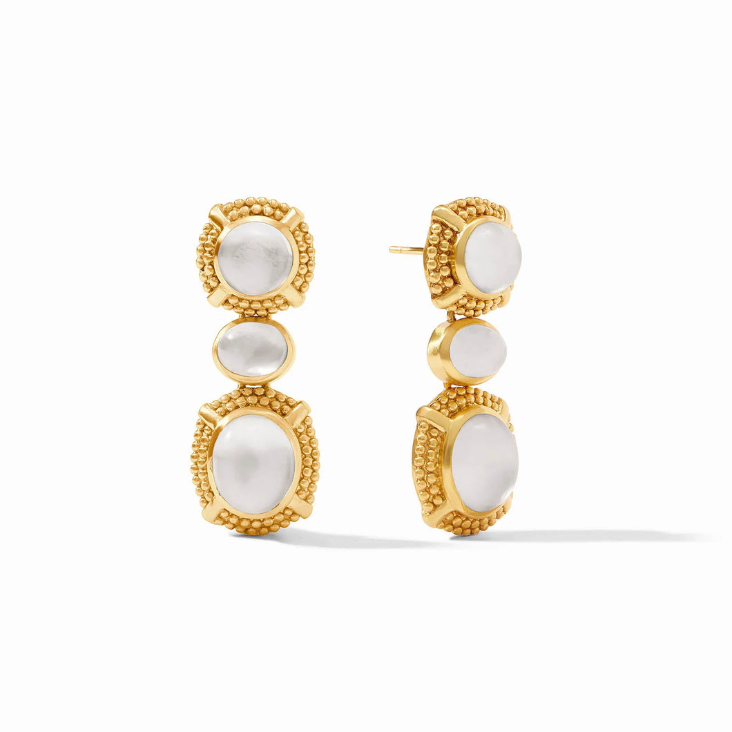 Iridescent Clear Crystal Cabochon Statement Earrings