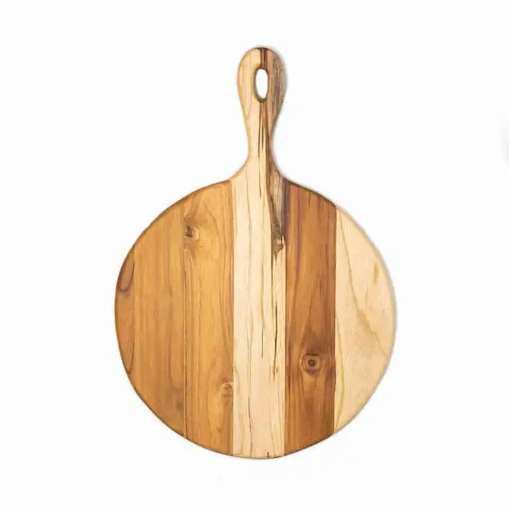 Teak Large Round Charcuterie Board w/ Handle