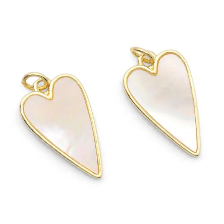 Gold Mother of Pearl Heart Charm