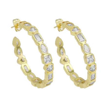 Load image into Gallery viewer, Clear Heart Oval Square Rectangle CZ Hoop Earrings
