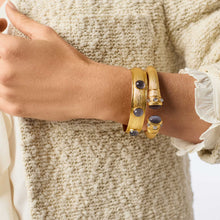 Load image into Gallery viewer, Green Cobblestone Stone Hinge Bangle
