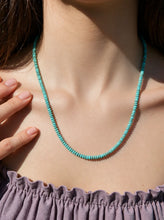 Load image into Gallery viewer, 4mm Roundel Blue Turquoise Stone Beads Necklace
