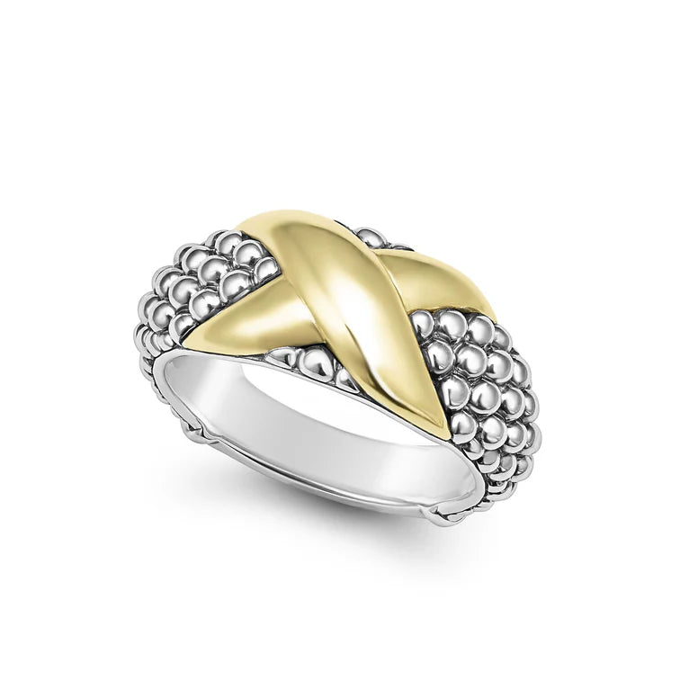 SS 18K Embrace Wide Center X-Ring