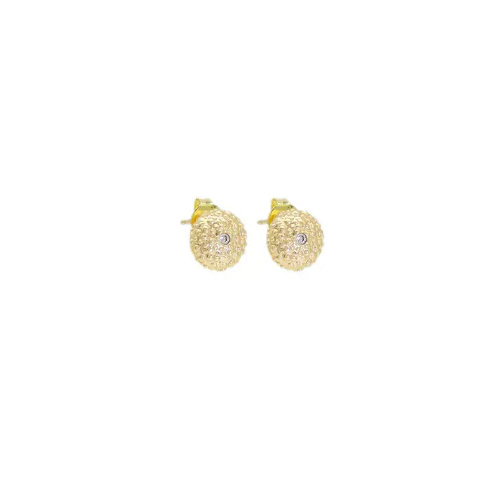 Gold Brushed Round Stud Earrings