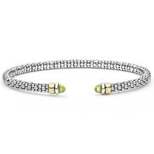 Load image into Gallery viewer, LAGOS Two-Tone Peridot Mini Versa Torque Bracelet | 3mm
