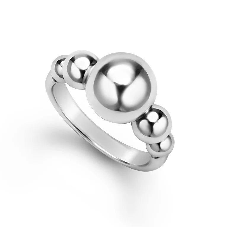 Caviar Bubbly  Silver Beaded Ring