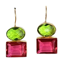 Load image into Gallery viewer, Caplin Pink &amp; Green Earrings

