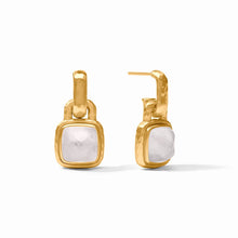 Load image into Gallery viewer, Sahara Iridescent Crystal Clear Hoop &amp; Charm Earrings
