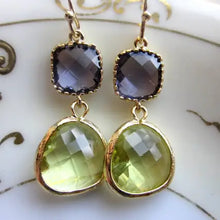 Load image into Gallery viewer, Peridot Tanzanite Gold Plated Drop Earrings
