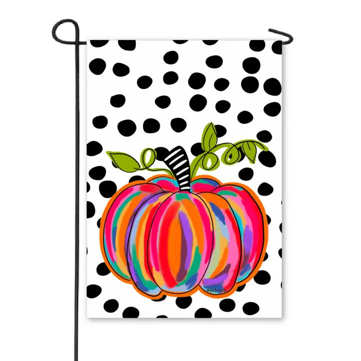 Colorful Pumpkin W/ B&W Background Garden Flag
