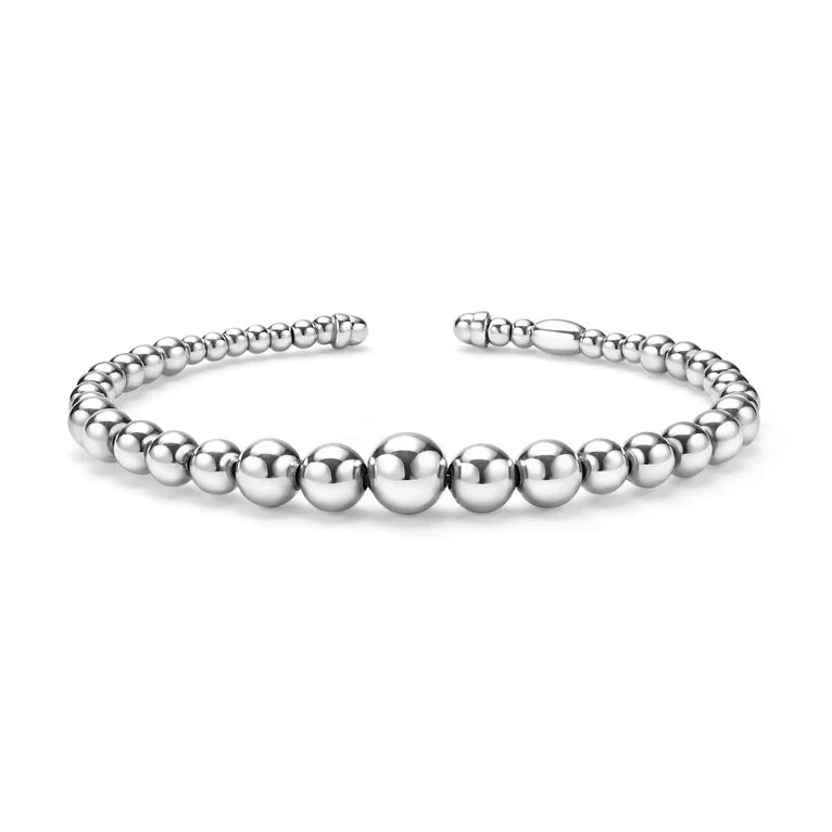Caviar Bubbly  Silver Beaded Cuff Bracelet