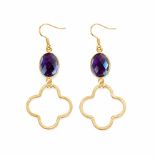 Load image into Gallery viewer, Medium Faceted Stone Gold Drop Earrings
