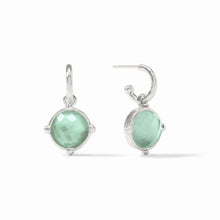 Load image into Gallery viewer, Honeybee Iridescent Aquamarine Blue Hoop &amp; Charm Earring
