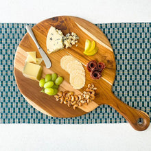 Load image into Gallery viewer, Teak Large Round Charcuterie Board w/ Handle
