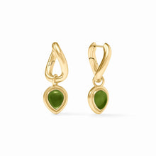 Load image into Gallery viewer, Dolce Hoop &amp; Charm Iridescent Palmetto Green Earrings

