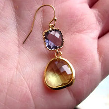 Load image into Gallery viewer, Peridot Tanzanite Gold Plated Drop Earrings
