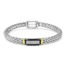 Load image into Gallery viewer, Two-Tone Black Ceramic Diamond Caviar Bracelet | 6mm
