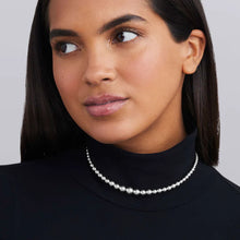 Load image into Gallery viewer, Caviar Bubbly  Petite Silver Graduated Bead Necklace
