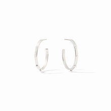 Load image into Gallery viewer, Silver Pearl Crescent Stone Hoop
