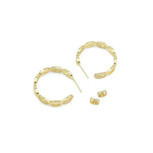 Load image into Gallery viewer, Clear Heart Oval Link Hoop Earrings
