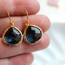Load image into Gallery viewer, Large Sapphire Navy Blue Earrings
