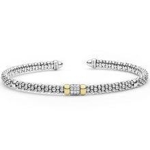 Load image into Gallery viewer, LAGOS Two-Tone Small Diamond Station Mini Versa Torque Bracelet | 3mm
