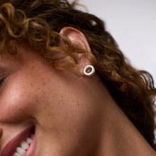 Load image into Gallery viewer, Silver Wave Circle Stud Earring
