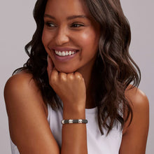 Load image into Gallery viewer, Black Three Station Ceramic Diamond Bracelet | 9mm
