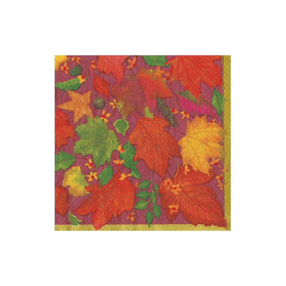 Swirling Leaves Burgundy Cocktail Napkin