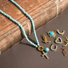 Load image into Gallery viewer, Turquoise Stone Cross Charm

