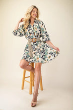 Load image into Gallery viewer, Floral Printed 3/4 Sleeve Shirt Dress
