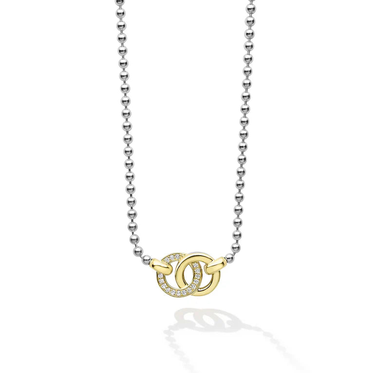 Two-Tone Interlocking Diamond Necklace